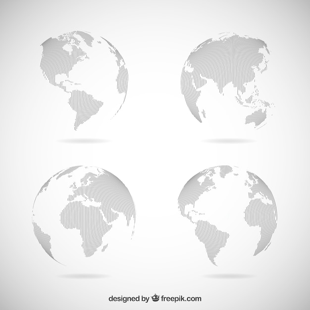 Vector gray earth globes