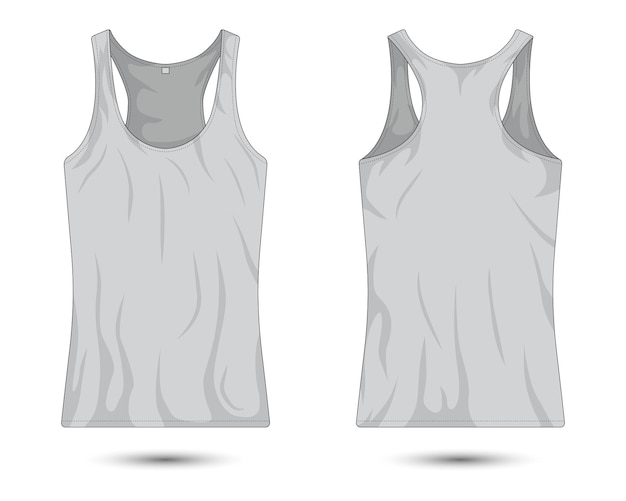 Vector gray female tank top shirt mockup front and back view