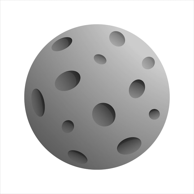 Gray planet with craters Moon 3d vector icon Space design elements