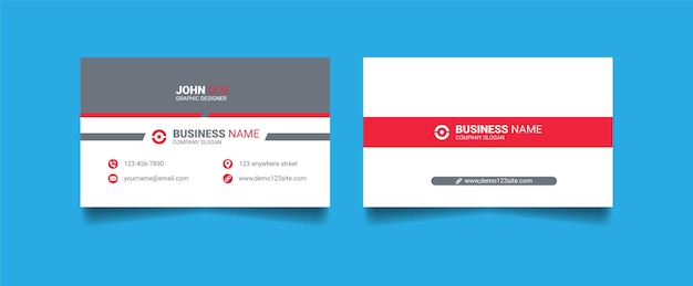 Gray and red shape creative business card template