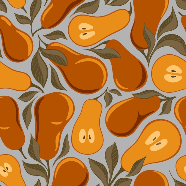 GRAY SEAMLESS PATTERN WITH PEARS IN THE VECTOR