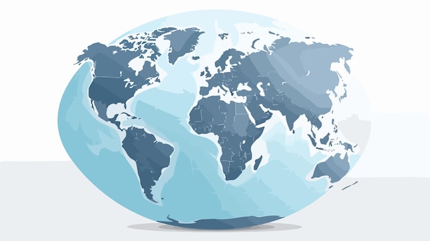 Vector gray world map and globe vector illustration for globalization concept