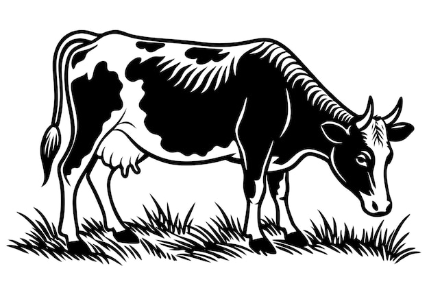 A grazing cow silhouette vector G