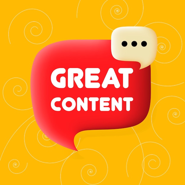 Great content Speech bubble with Great content text Business concept 3d illustration Spiral background Vector line icon for Business and Advertising