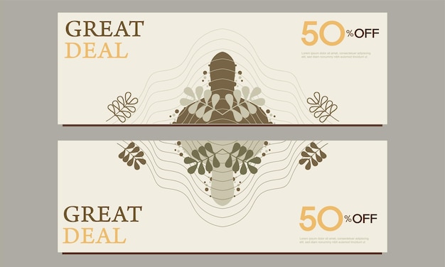 Vector great deal horizontal banner template with floral and flower ornament