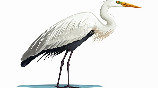 Vector great egret bird cartoon illustration vector