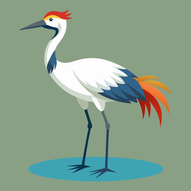 Great Egret in cartoon style on cartoon color vector