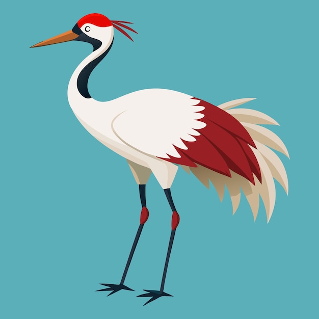 Great Egret in cartoon style on cartoon color vector