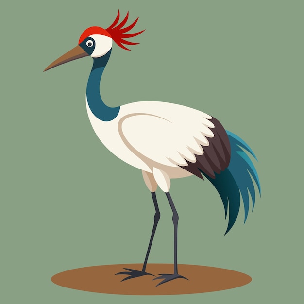 Great Egret in cartoon style on cartoon color vector