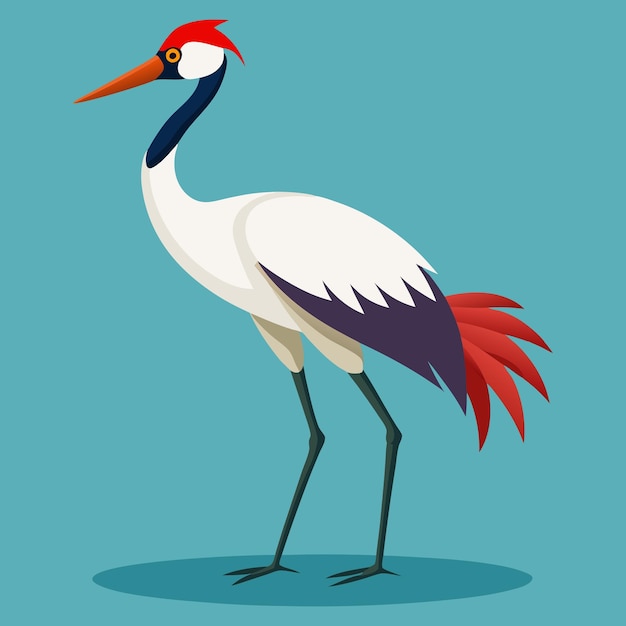 Great Egret in cartoon style on cartoon color vector