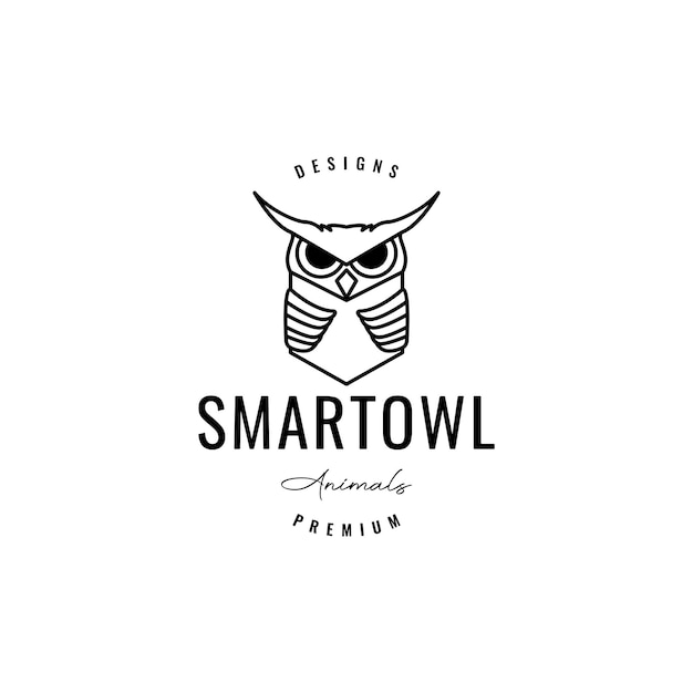 Great horned owl hipster logo design