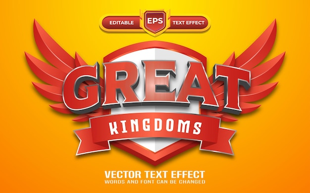 Great kingdoms 3d game logo with editable text effect