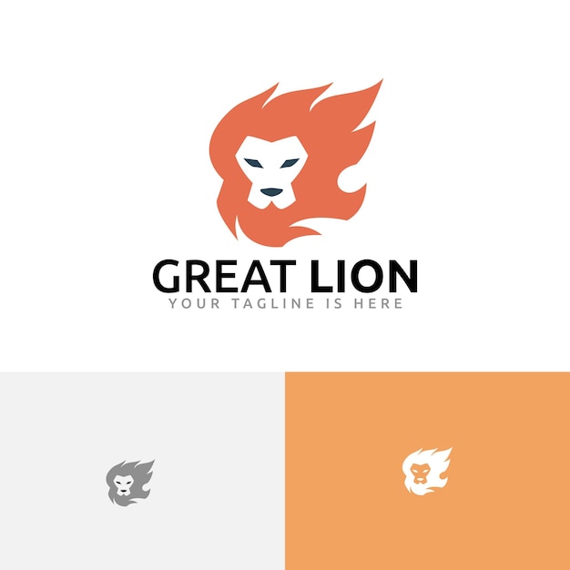 Great Lion Fire Flame Mane Hair Strong Animal Zoo Logo