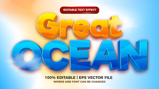 Great ocean cartoon comic editable text effect style template