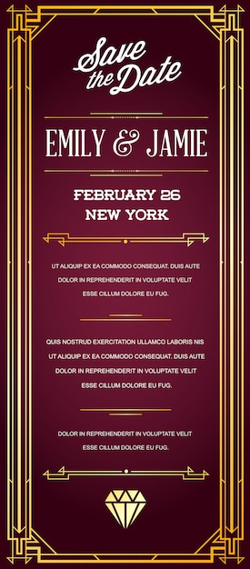 Vector great quality style invitation in art deco or nouveau epoch 1920's gangster era 