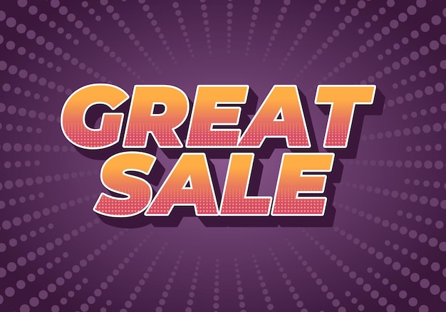 Vector great sale text effect in good colors with 3d style