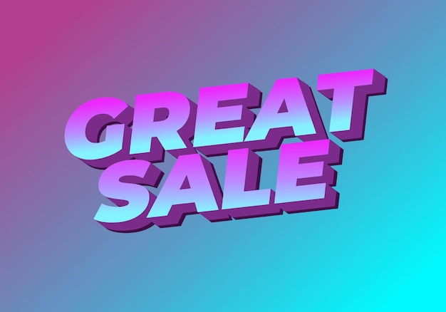 Vector great sale text effect in good colors with 3d style