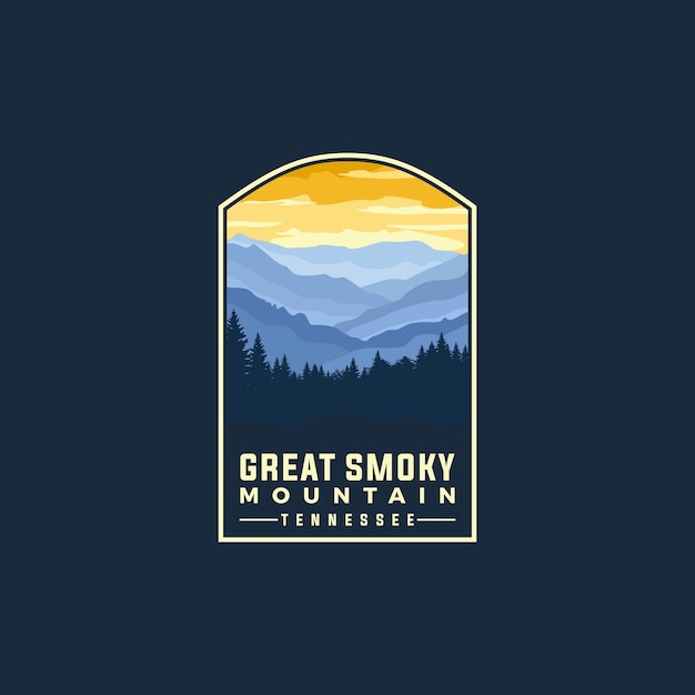 Great Smoky national park vector badge template. Tennessee landmark illustration emblem patch style.