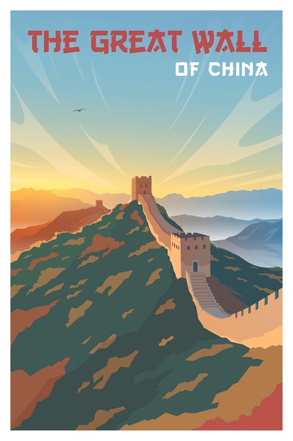 The great wall of china vector poster