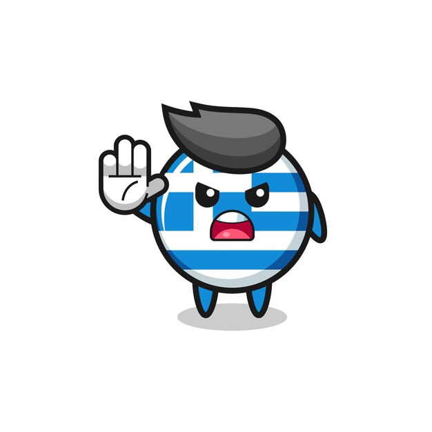 greece flag character doing stop gesture
