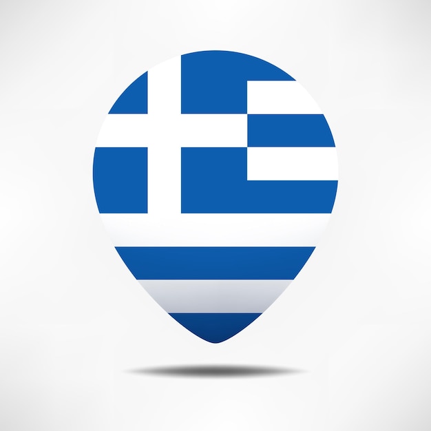 Greece map pointers flag with shadow Pin flag