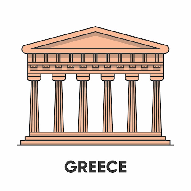 Greece, Temple of Apollo,   outline illustration