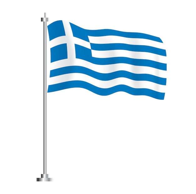 Greek Flag Isolated Wave Flag of Greece Country Vector Illustration