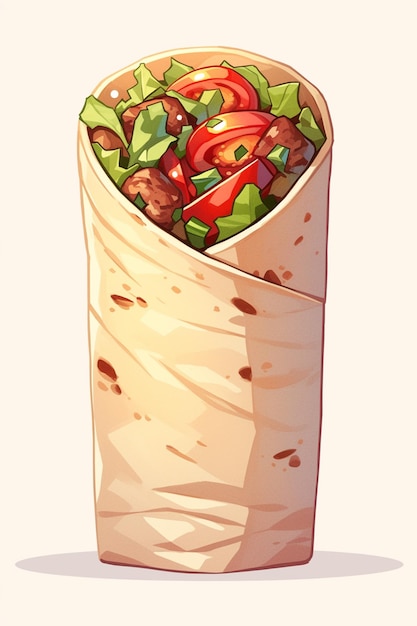 Vector greek gyro and savory pita wrap