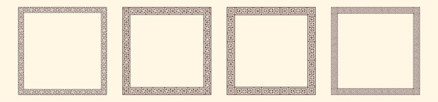 Greek key border square frames collection Decorative ancient meander