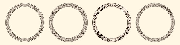 Greek key pattern round frames collection Decorative ancient meander