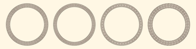 Greek key pattern round frames collection Decorative ancient meander