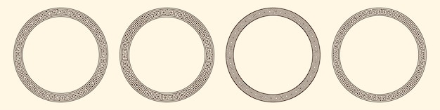 Greek key pattern round frames collection Decorative ancient meander