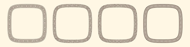 Greek key pattern rounded square frames collection Decorative ancient meander