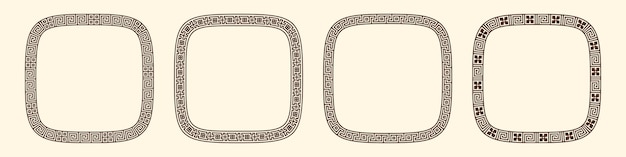 Greek key pattern rounded square frames collection Decorative ancient meander