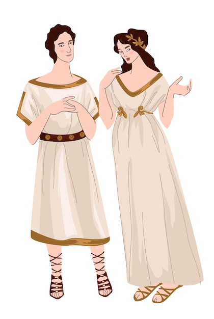 Greek man and woman wearing traditional clothes