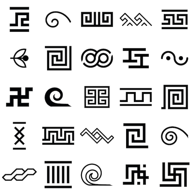 Greek motives vector symbols set Greek key collection