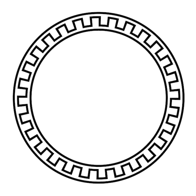 Greek round frame Ancient Greek key black frame pattern round antique border from Greece