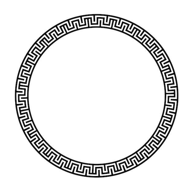 Greek round frame Ancient Greek key black frame pattern round antique border from Greece