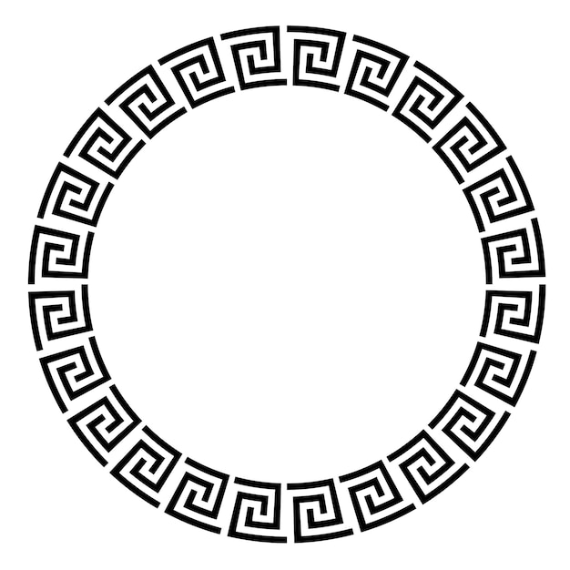 Greek round frame Ancient Greek key black frame pattern round antique border from Greece