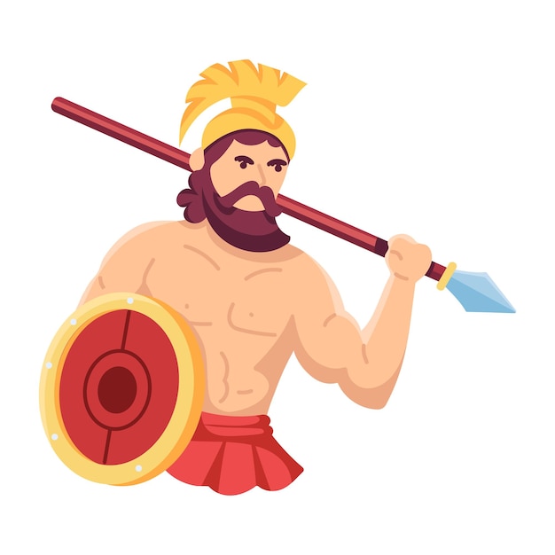 Greek warrior with a spear and a shield.