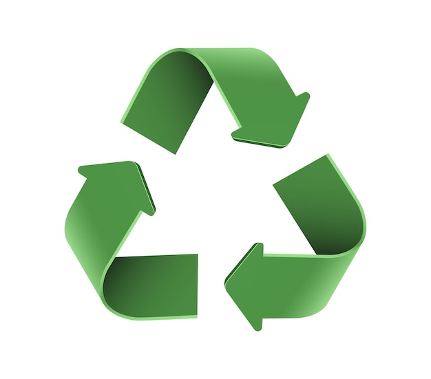 Green 3d icon arrows recycle eco symbol vector illustration isolated on white background Recycled