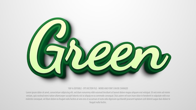 Green 3d style editable text effect