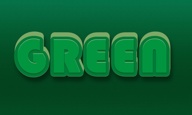 Green 3D text effects editable and customizable easy font