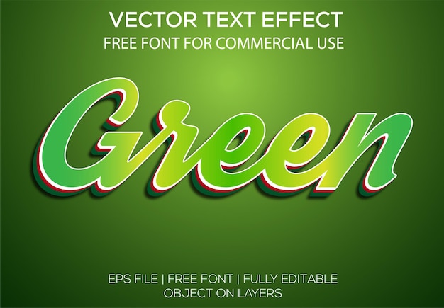 Green 3d vector editable text effect