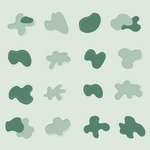 Green Abstract organic blob shapes element