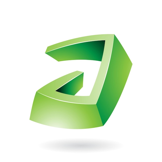 Green Abstract Shiny Non Symmetrical Lowercase Letter A