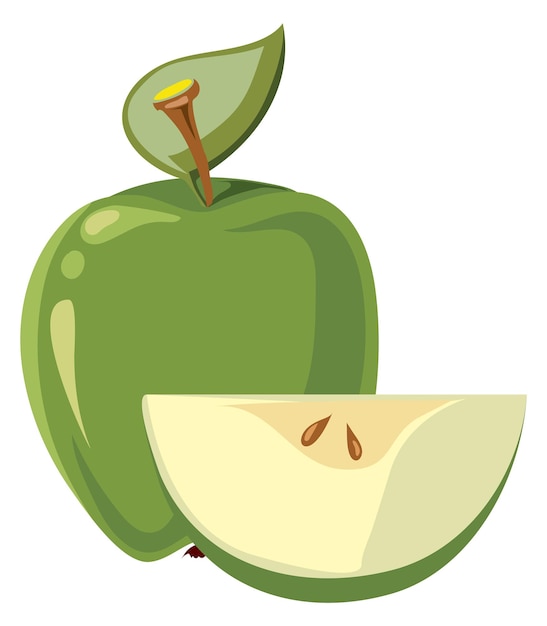 Green apple Cartoon icon Fruit fresh slice