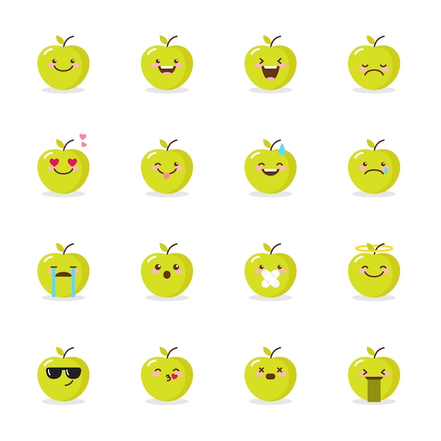 green apple emoji icon set