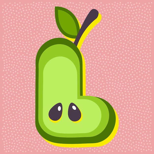 Green apple fruit style alphabet text letter L