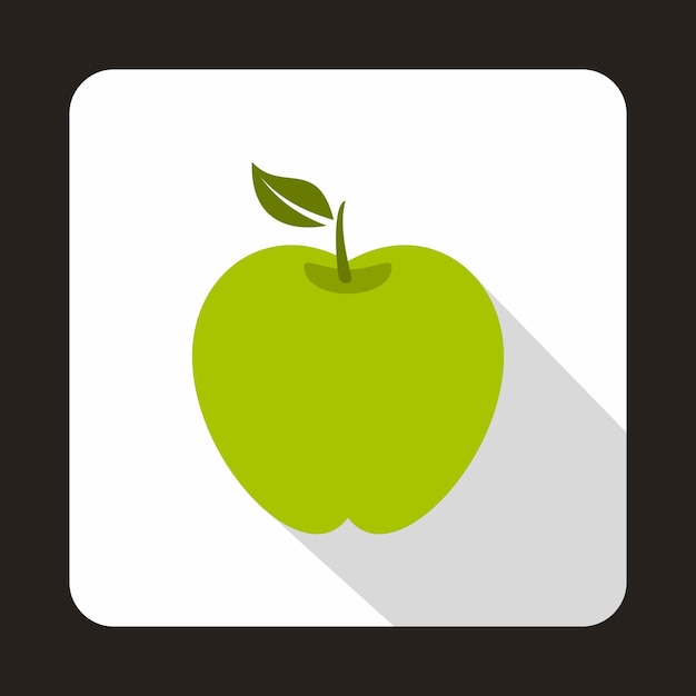 Green apple icon in flat style on a white background vector illustration